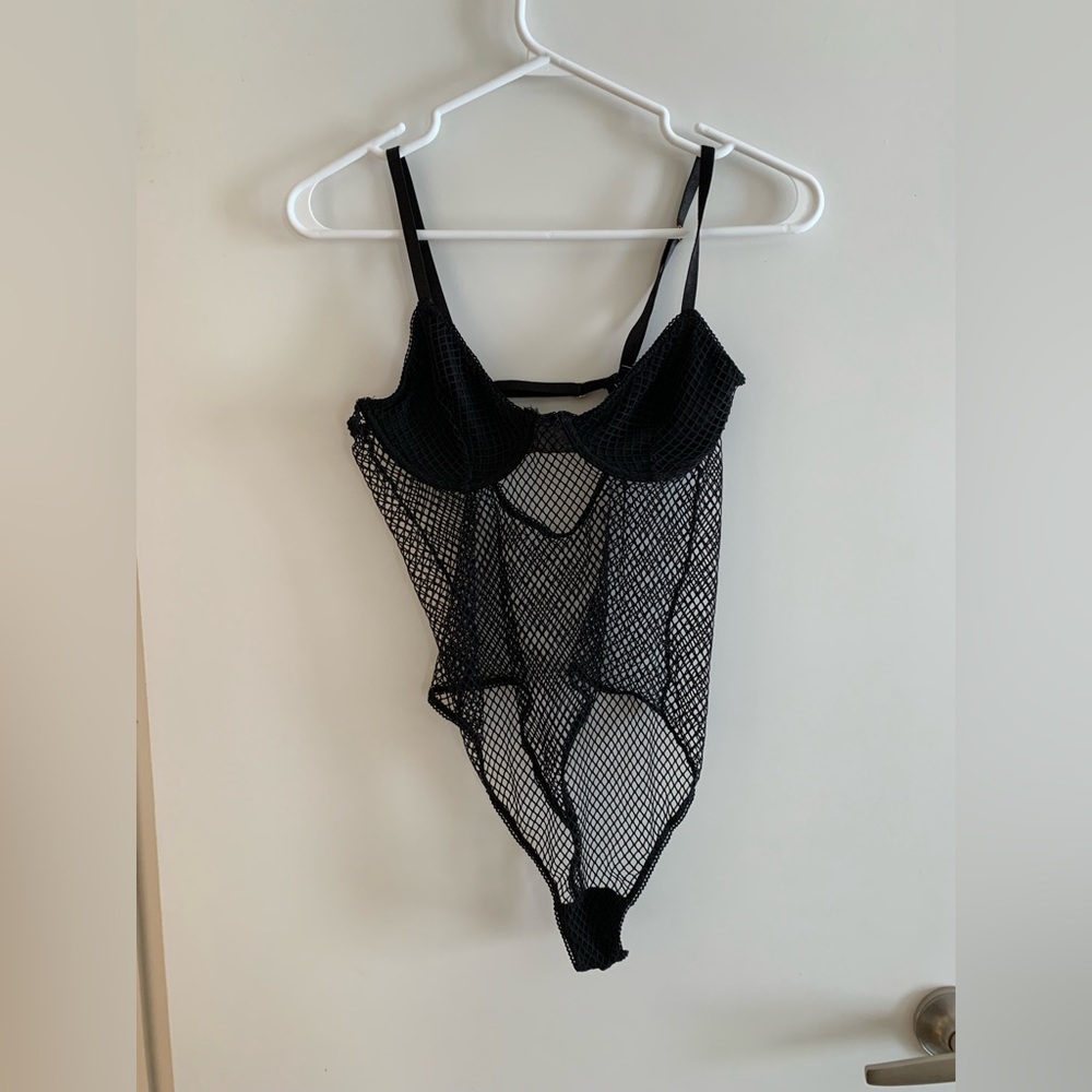 Black mesh body suit